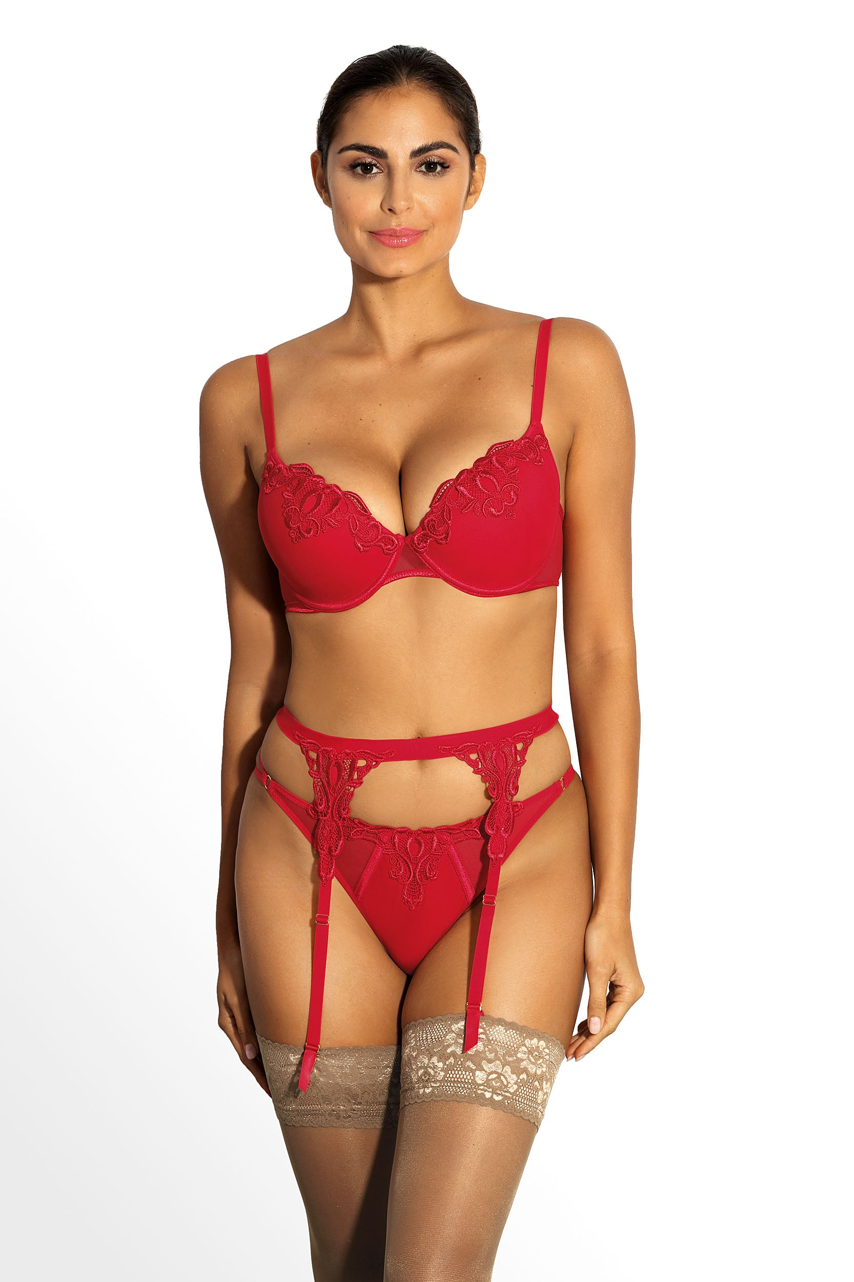 Biustonosz Lea czerwony B312 Push Up