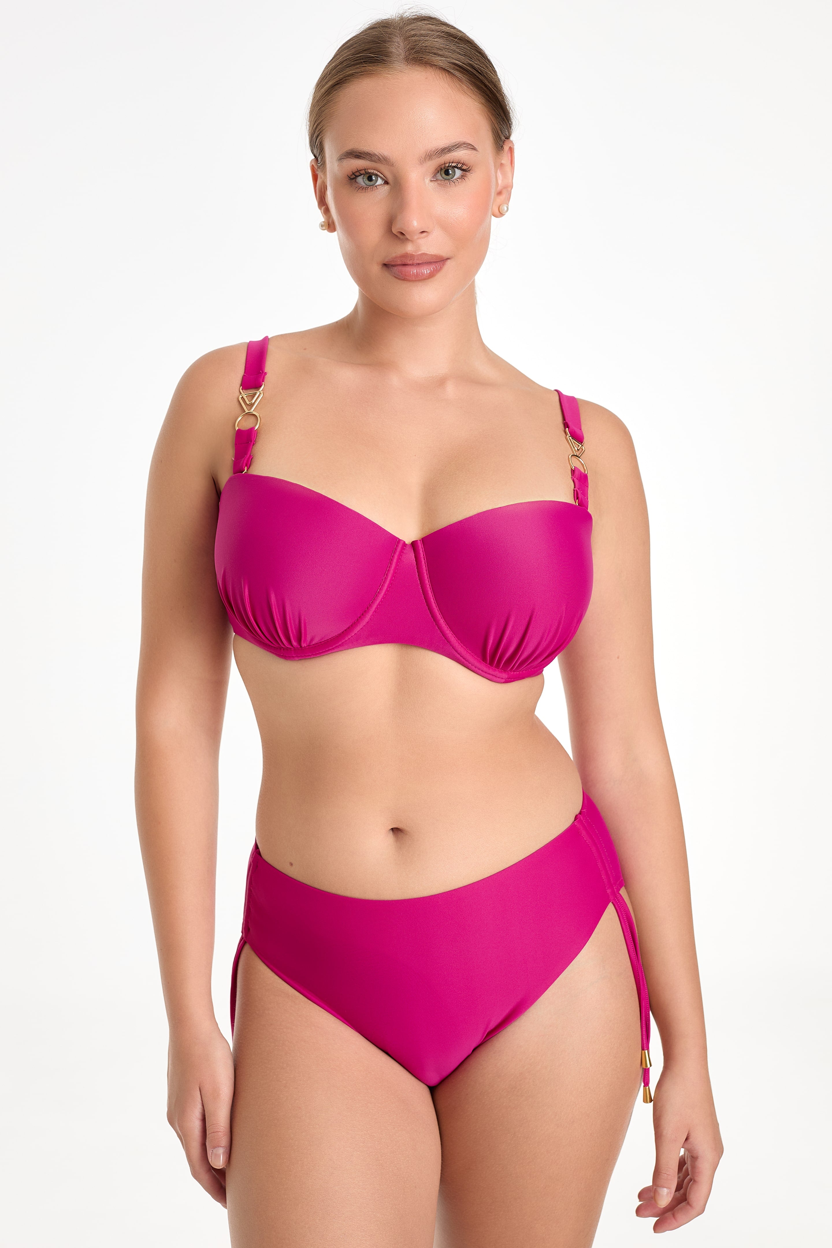 Biustonosz plażowy Capri fuksja KB341 Push Up Bardotka