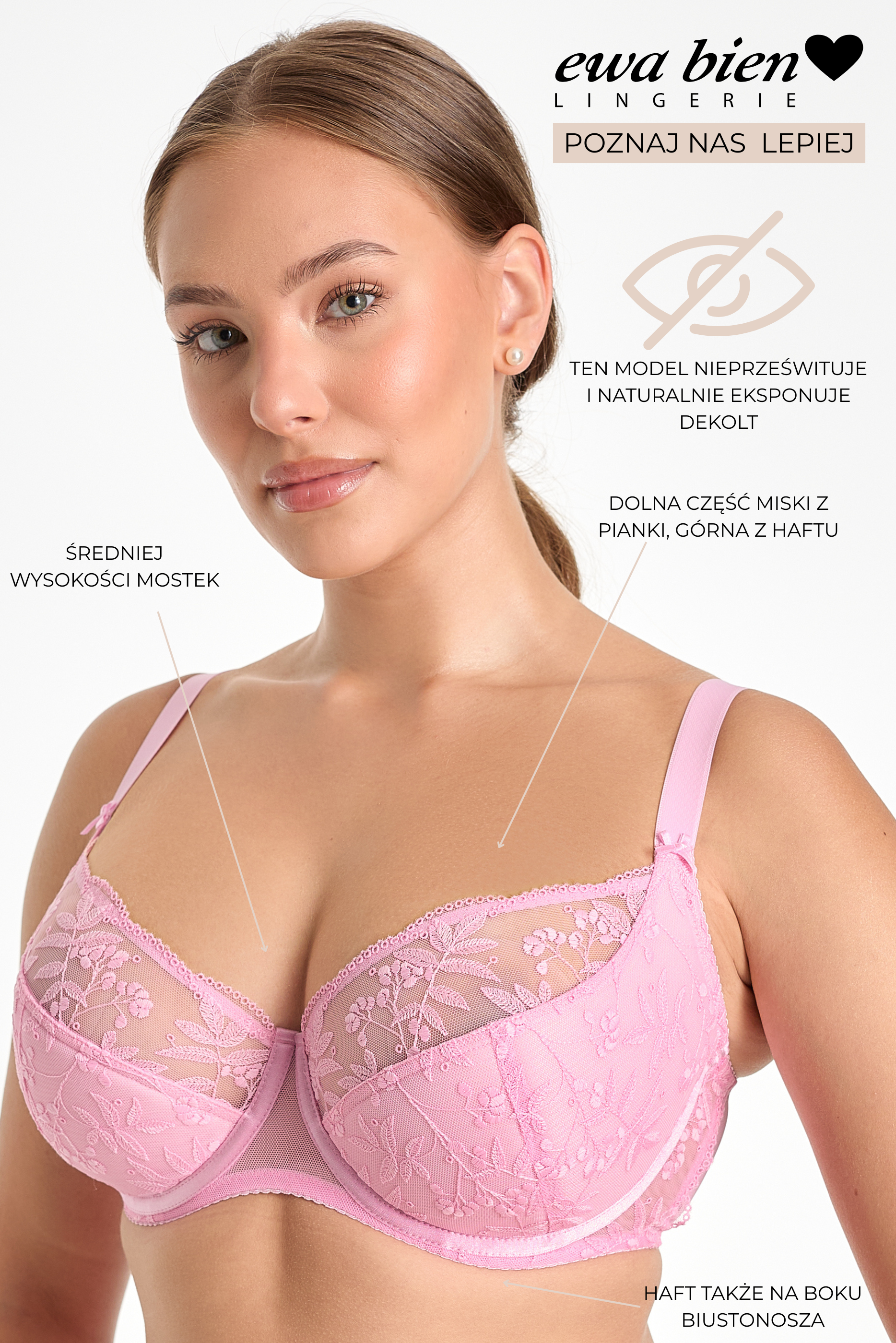 Biustonosz Fiora różowy B150 Semi Soft