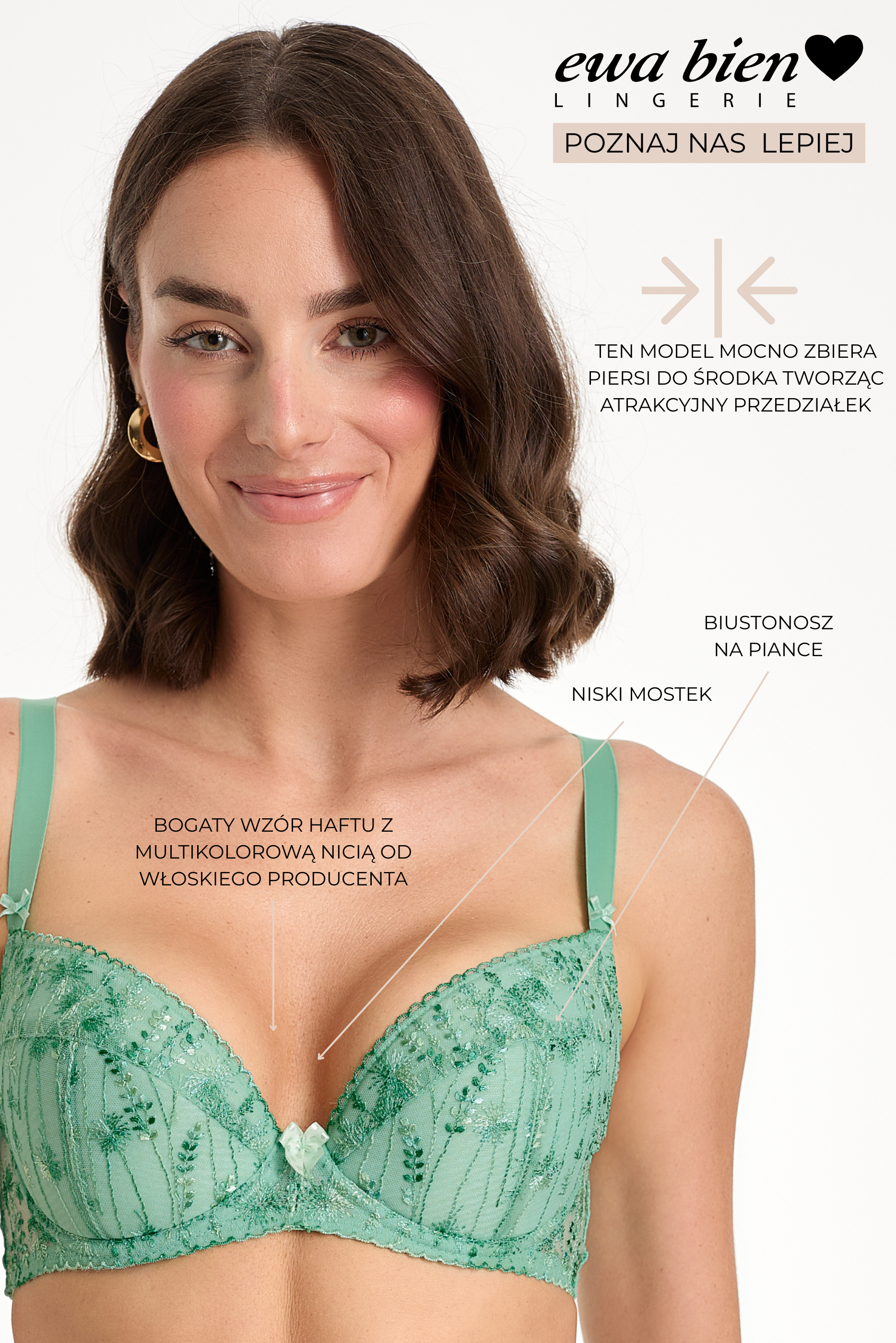 Biustonosz Sovana zielony B214 Push Up