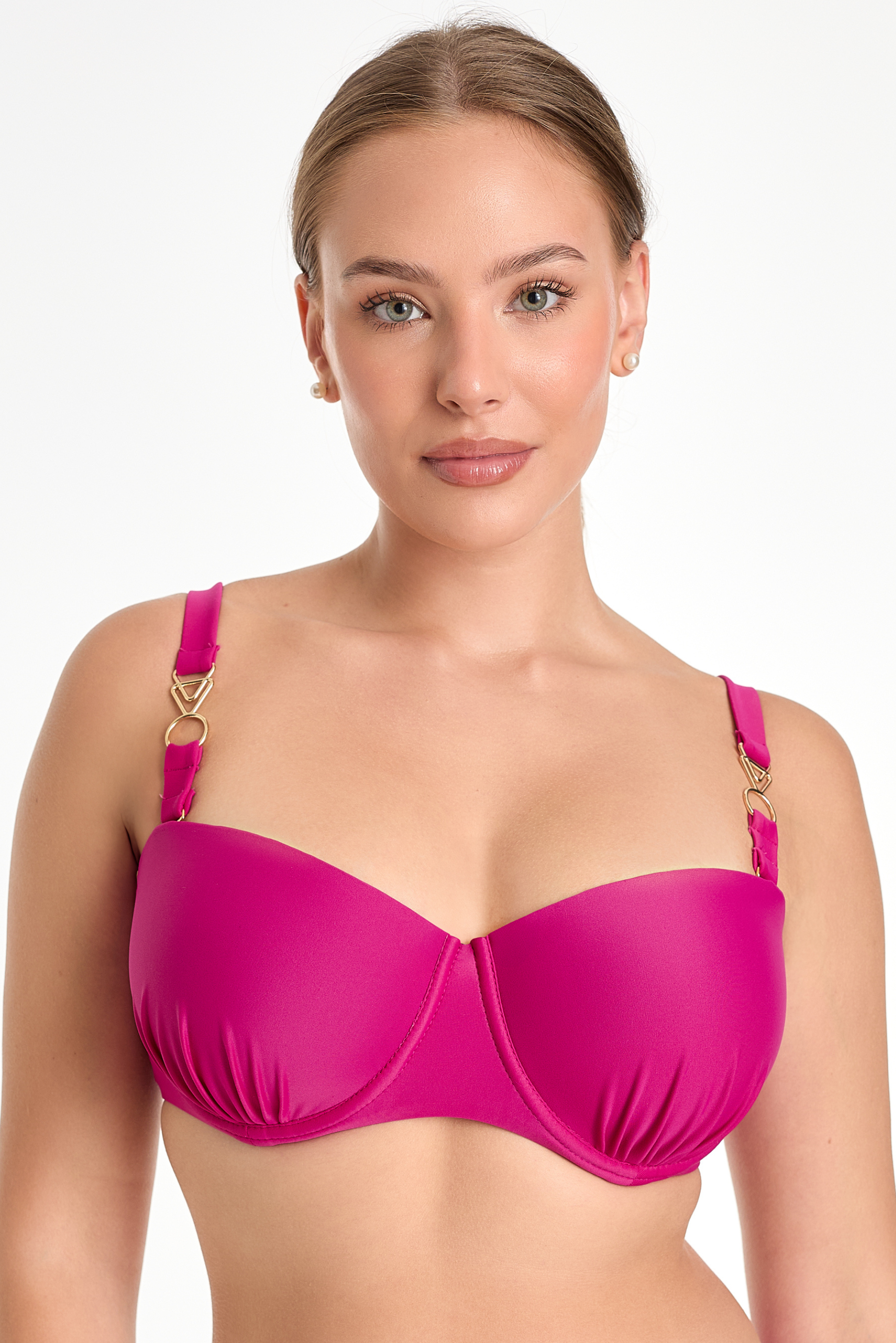 Biustonosz plażowy Capri fuksja KB341 Push Up Bardotka