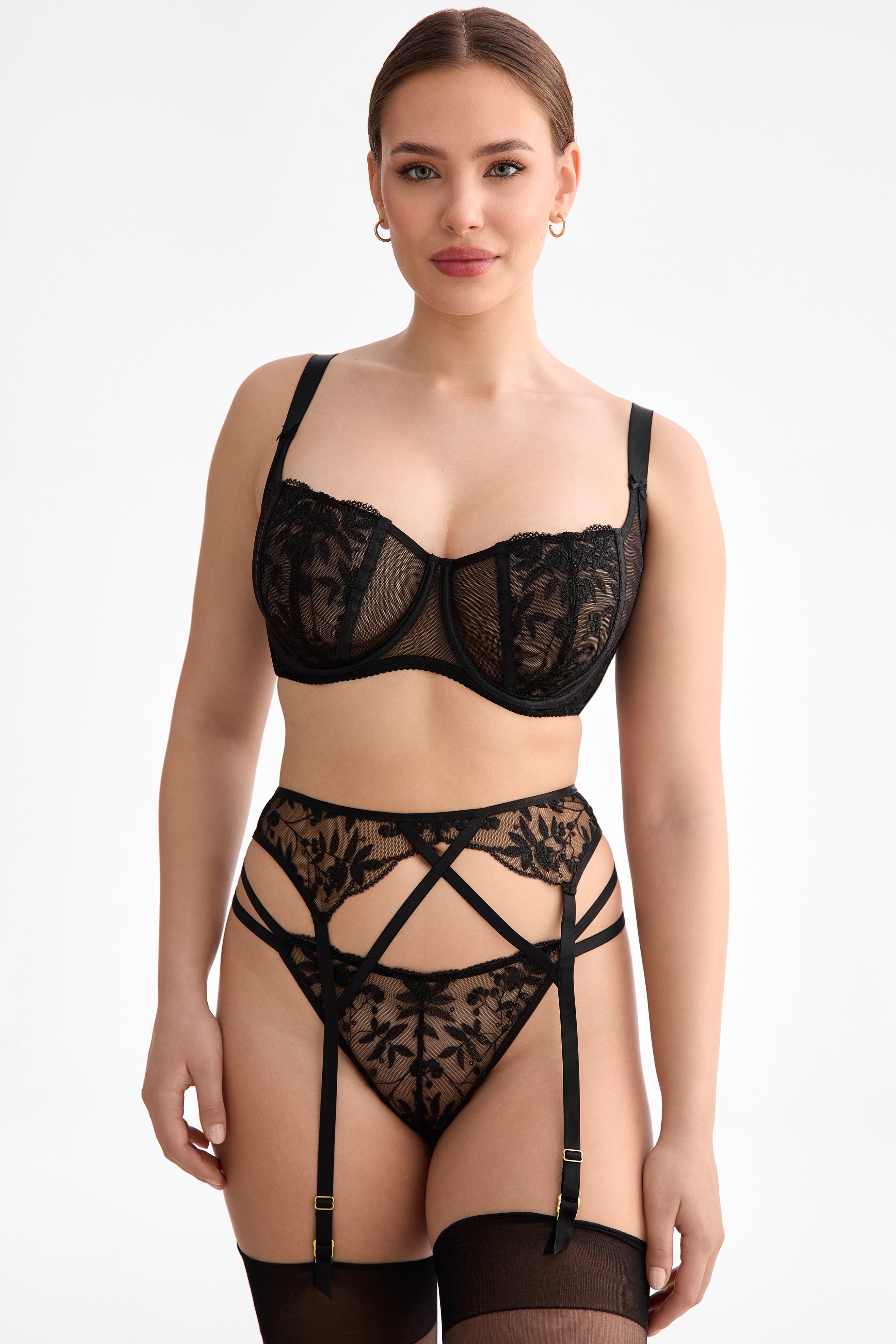 Pas Fiora czarny C606