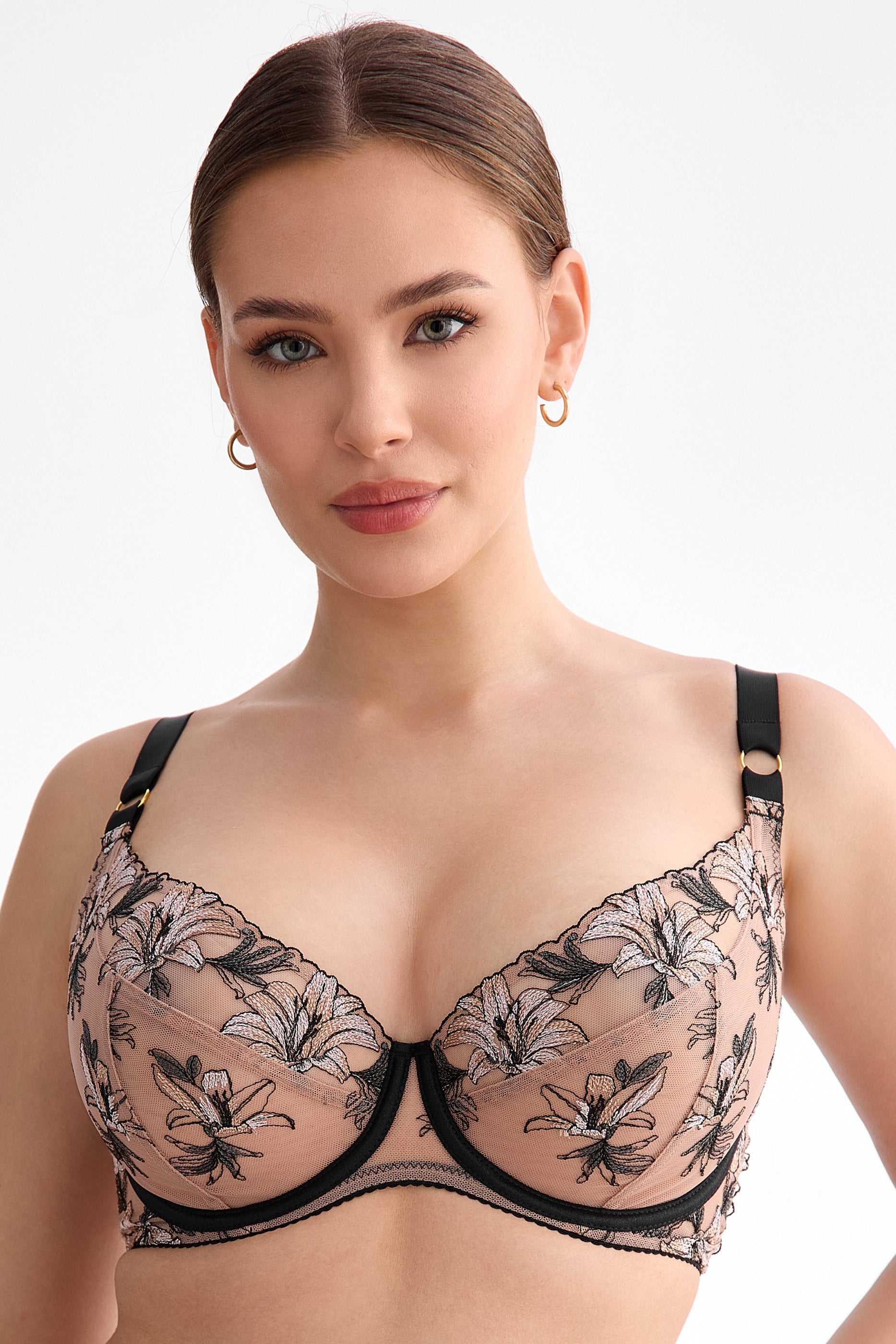 Biustonosz Salma beżowo-czarny B162 Soft Plunge